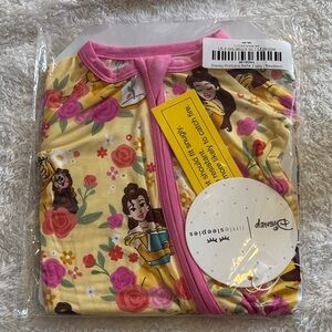 Little Sleepies Disney Princess Belle newborn zippie - Yellow and Pink